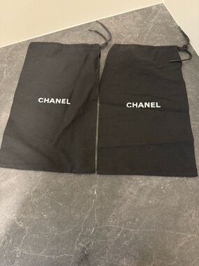 CHANEL Black Cotton Drawstring Dust Bag Duo